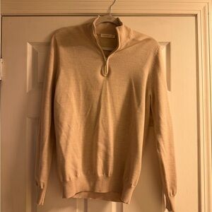 Suitsupply Beige Wool Half-Zip Sweater